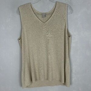 Chicos size 3 /XL sweater tank gold shimmer v-neck layering